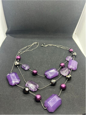 Unbranded Multi-Strand Purple and Black Beaded necklace